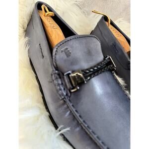 Tod's Charcoal Leather Slip-On Loafers